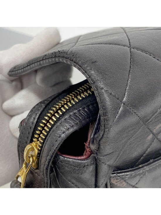 Chanel Backpack Quilted Jumbo CC Logo Lambskin Black Gold